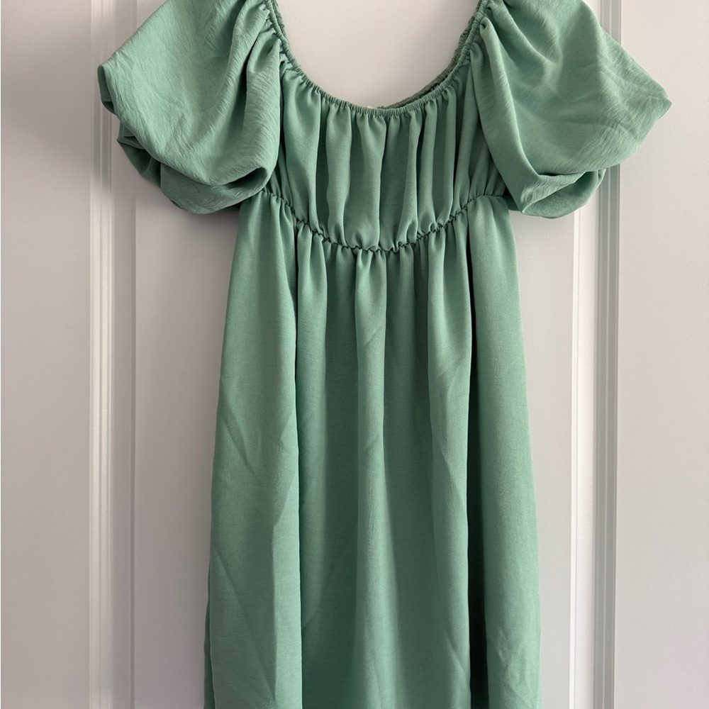 On or Off Shoulder Green Dress